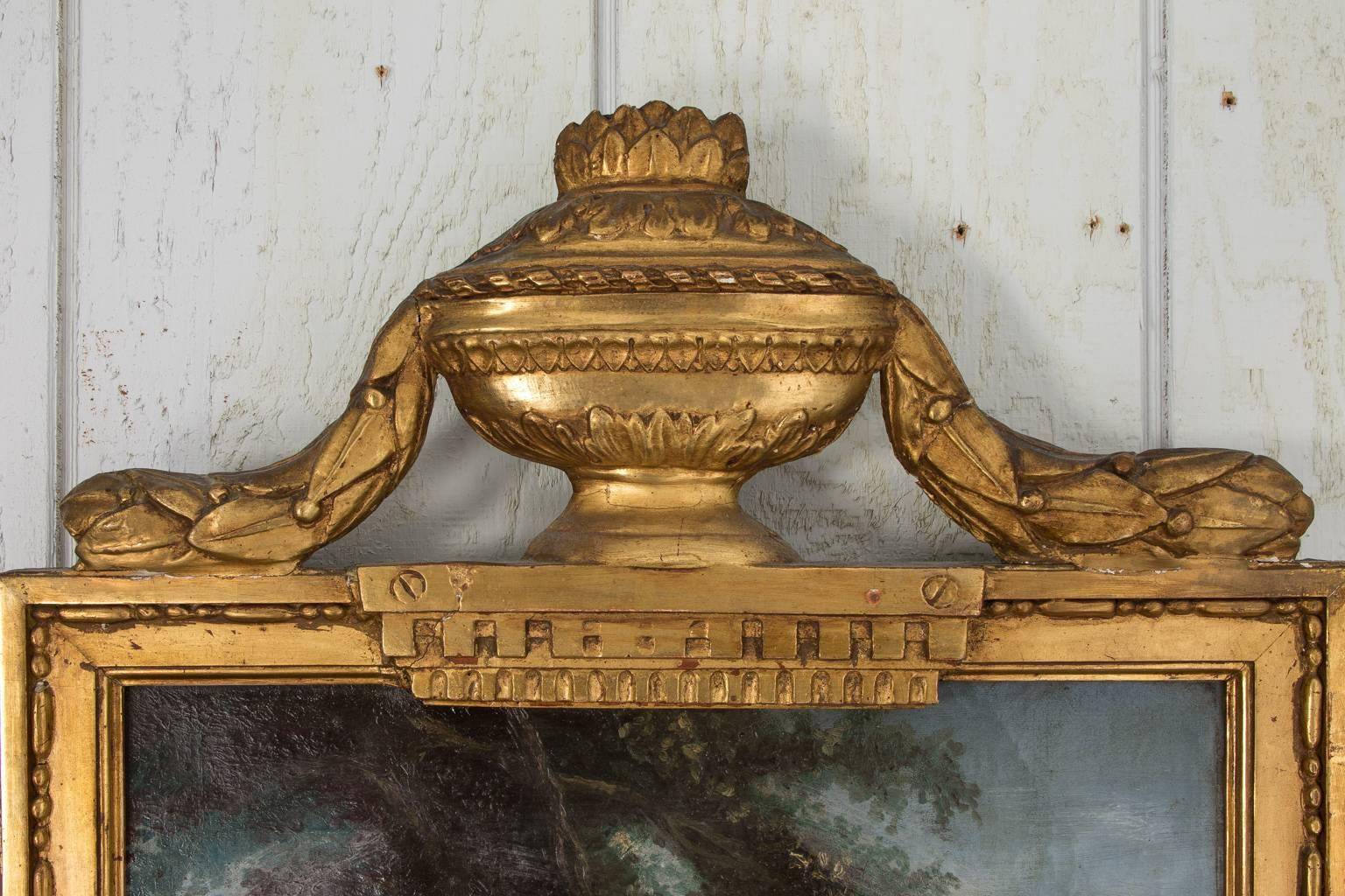19th Century French Trumeau Mirror In Good Condition In Stamford, CT