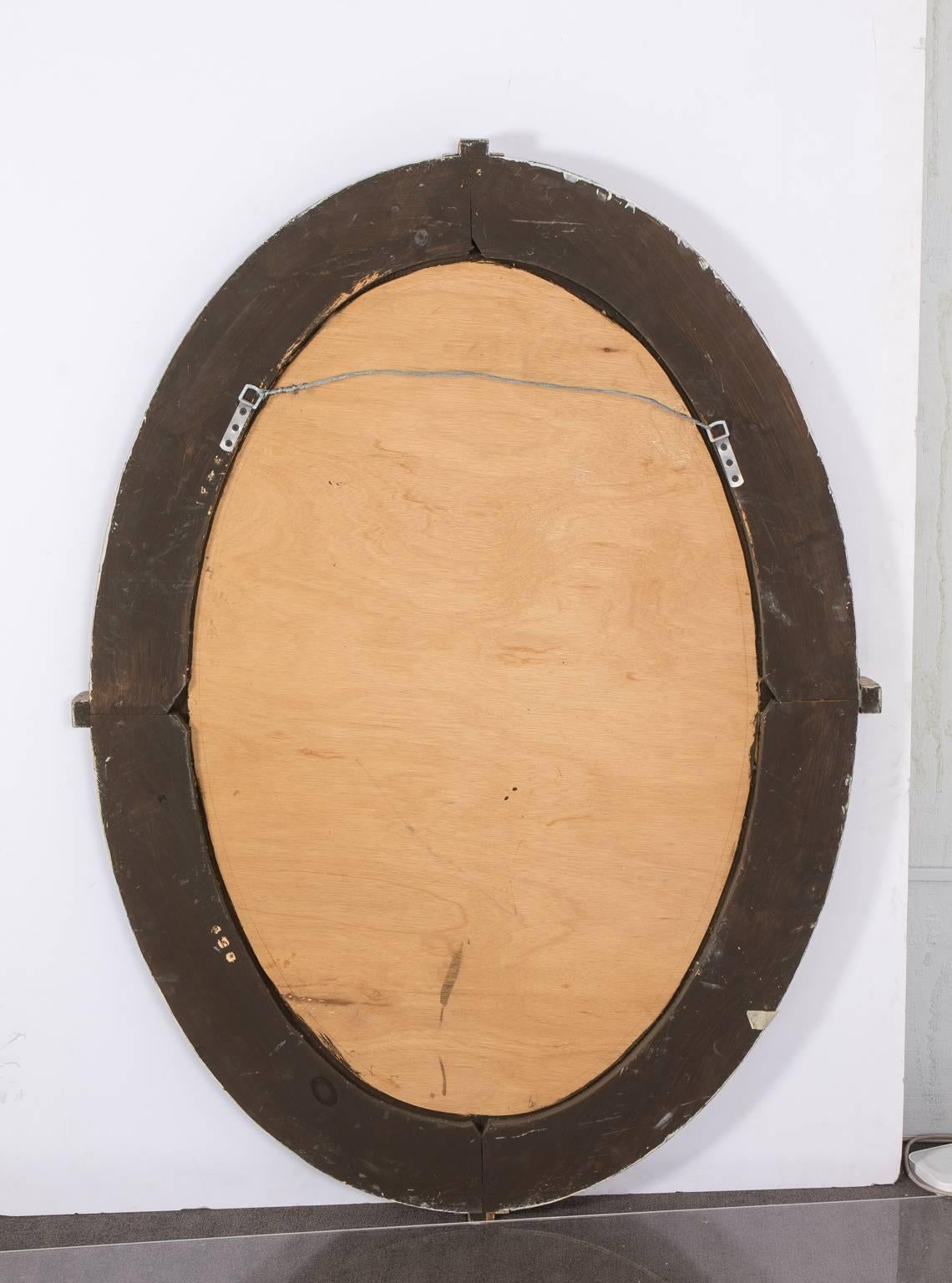 Painted Oval Window Frame Mirror In Good Condition In Stamford, CT