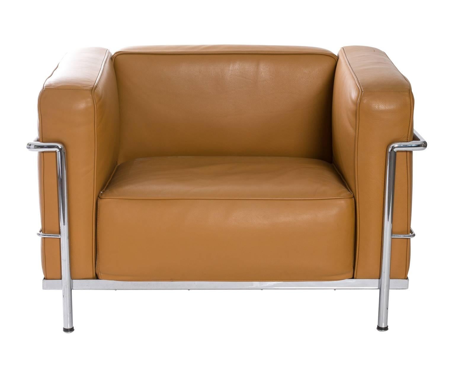 Leather Corbusian Style Lounge Chairs