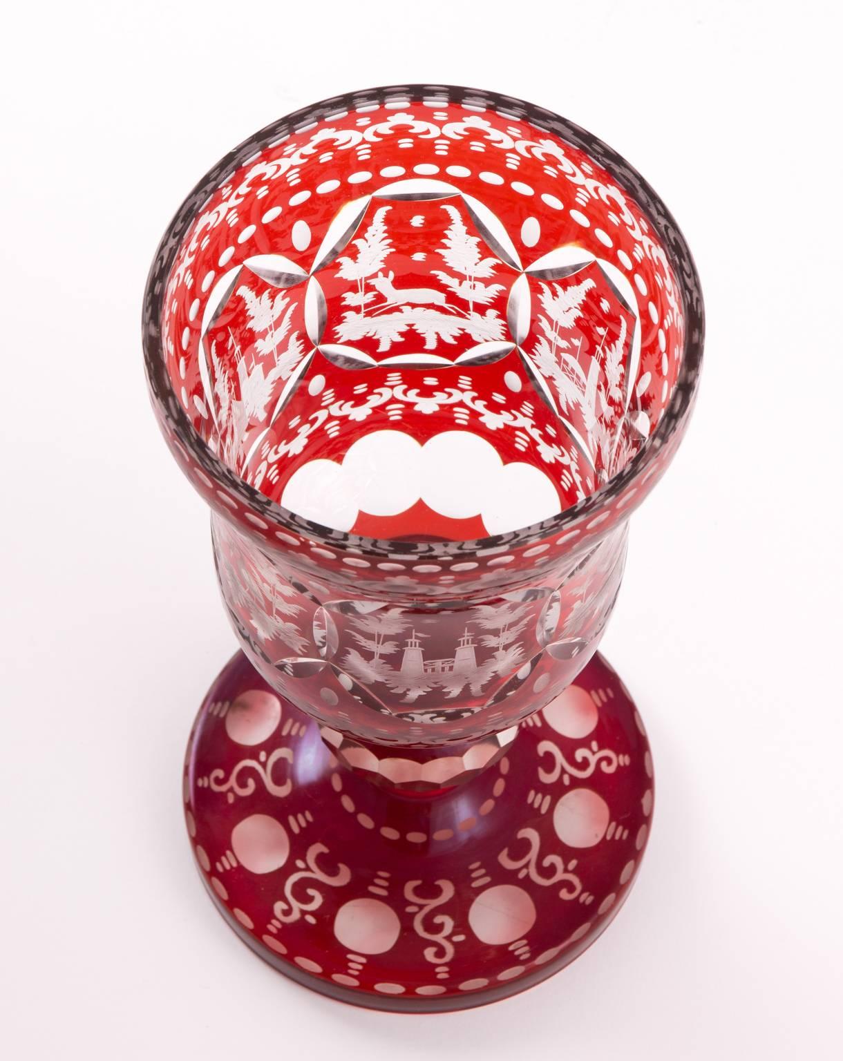 Czech 19th Century Bohemian Ruby Glass Urns