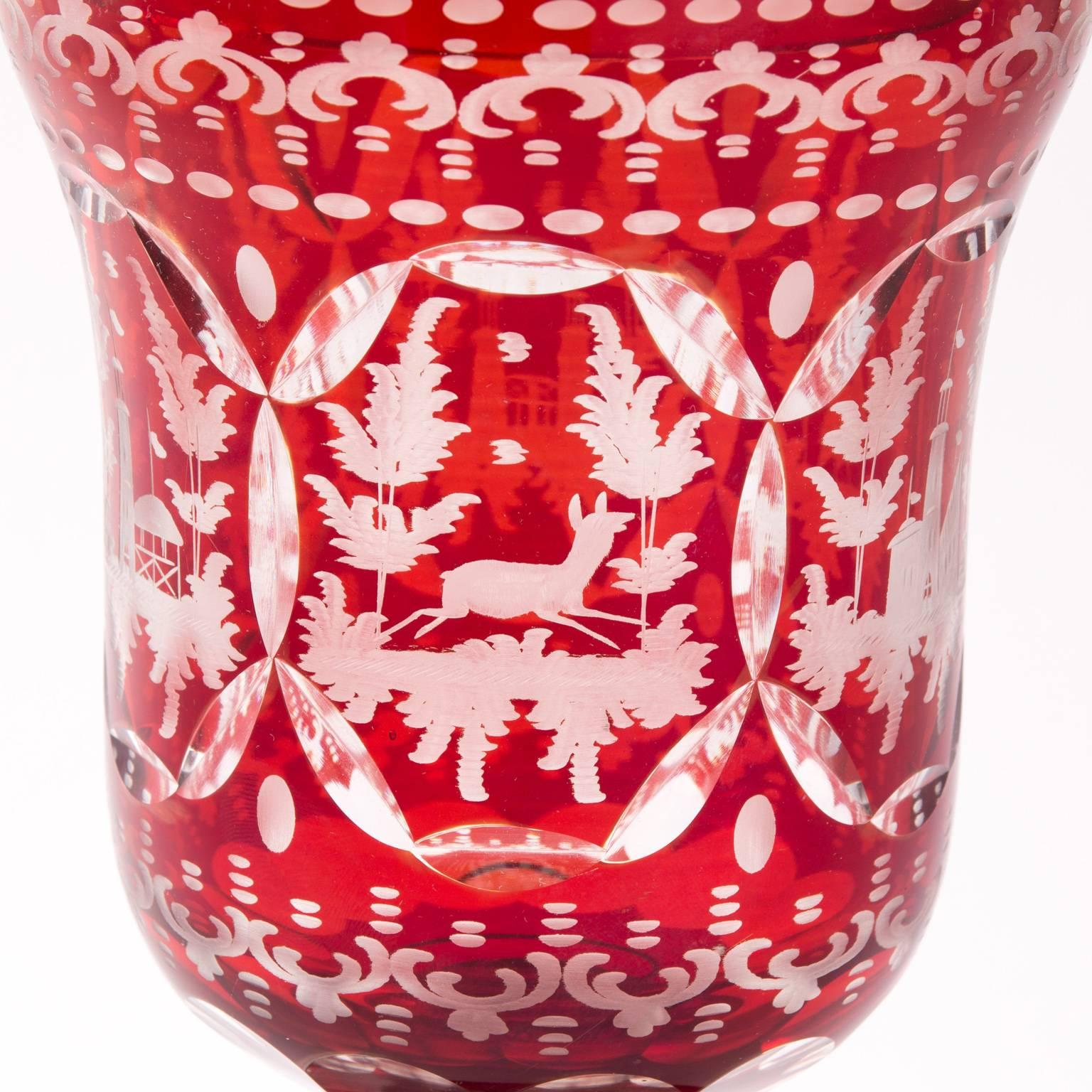 19th Century Bohemian Ruby Glass Urns 4