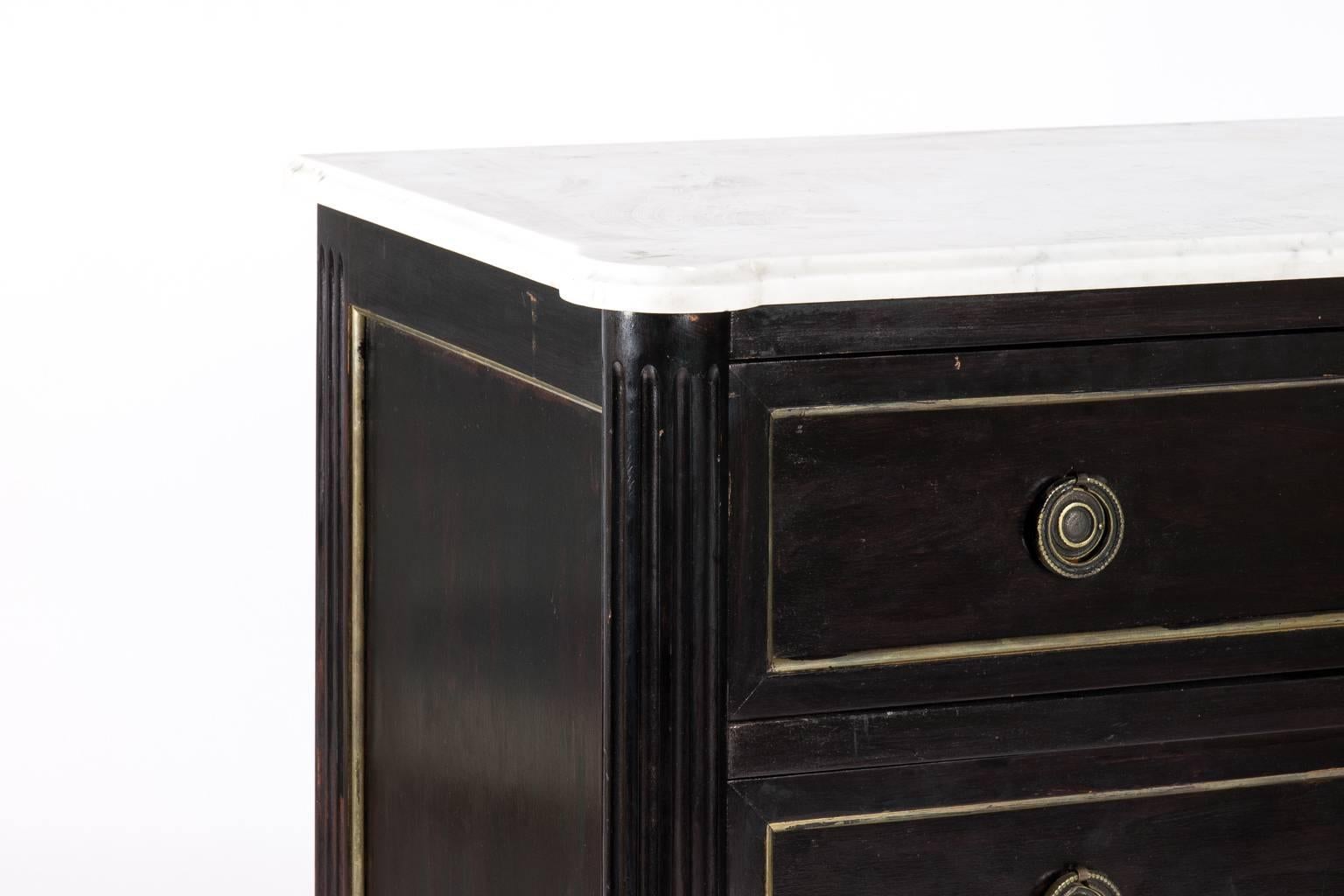 1920s French Commode with white marble top.
 