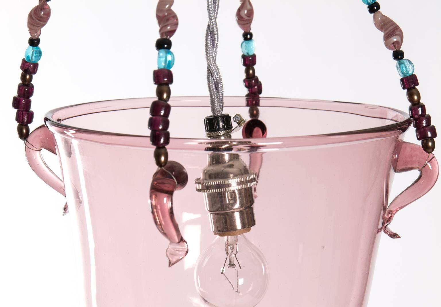 Pair of Italian Murano Glass Bell Jar Pendants 2