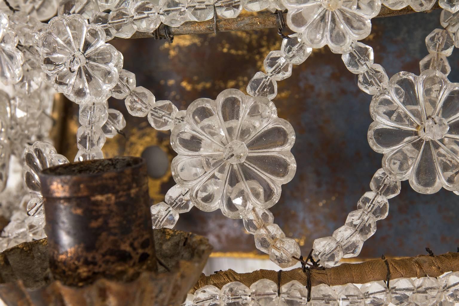 20th Century Pair of Crystal Beaded Wall Sconces