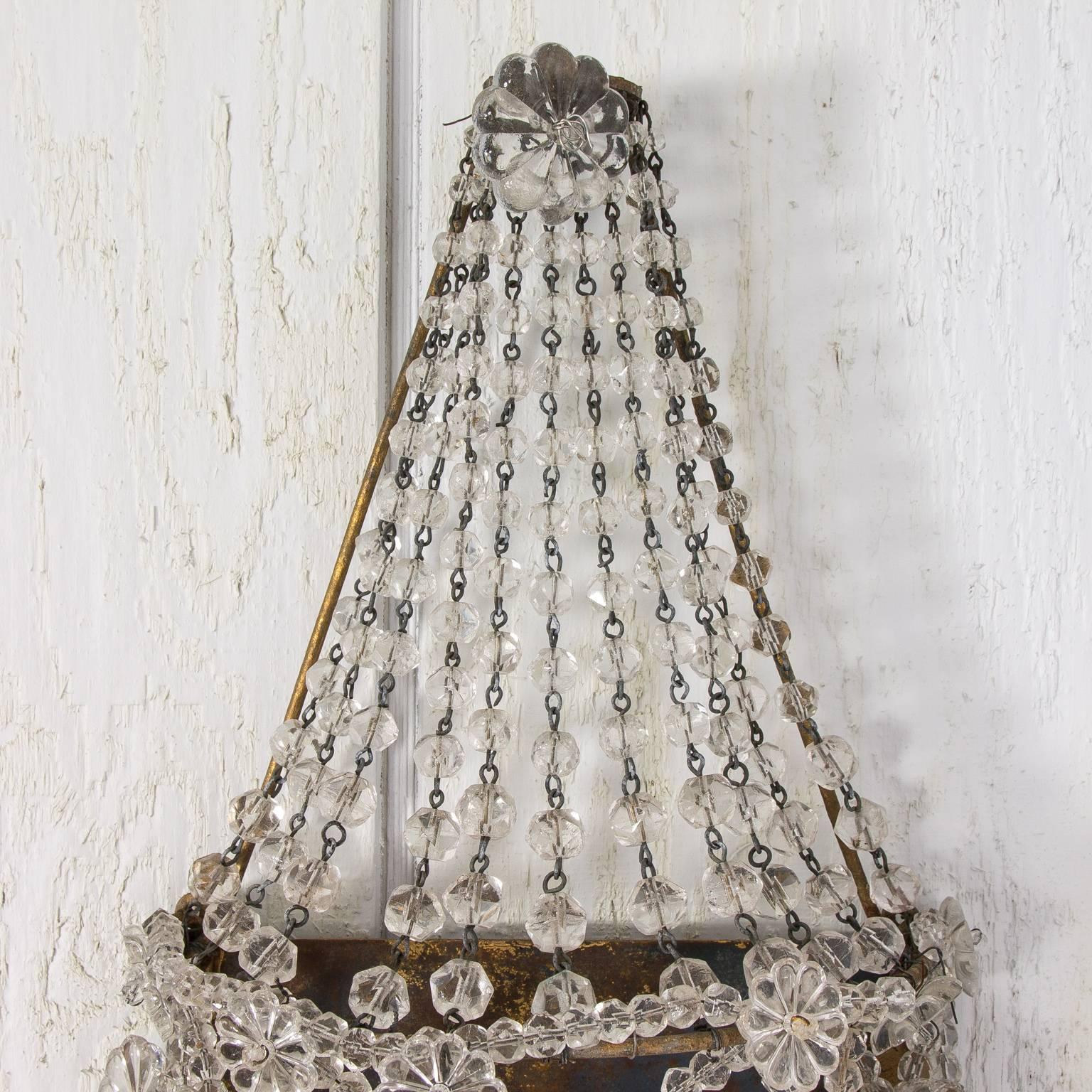 Pair of Crystal Beaded Wall Sconces 1