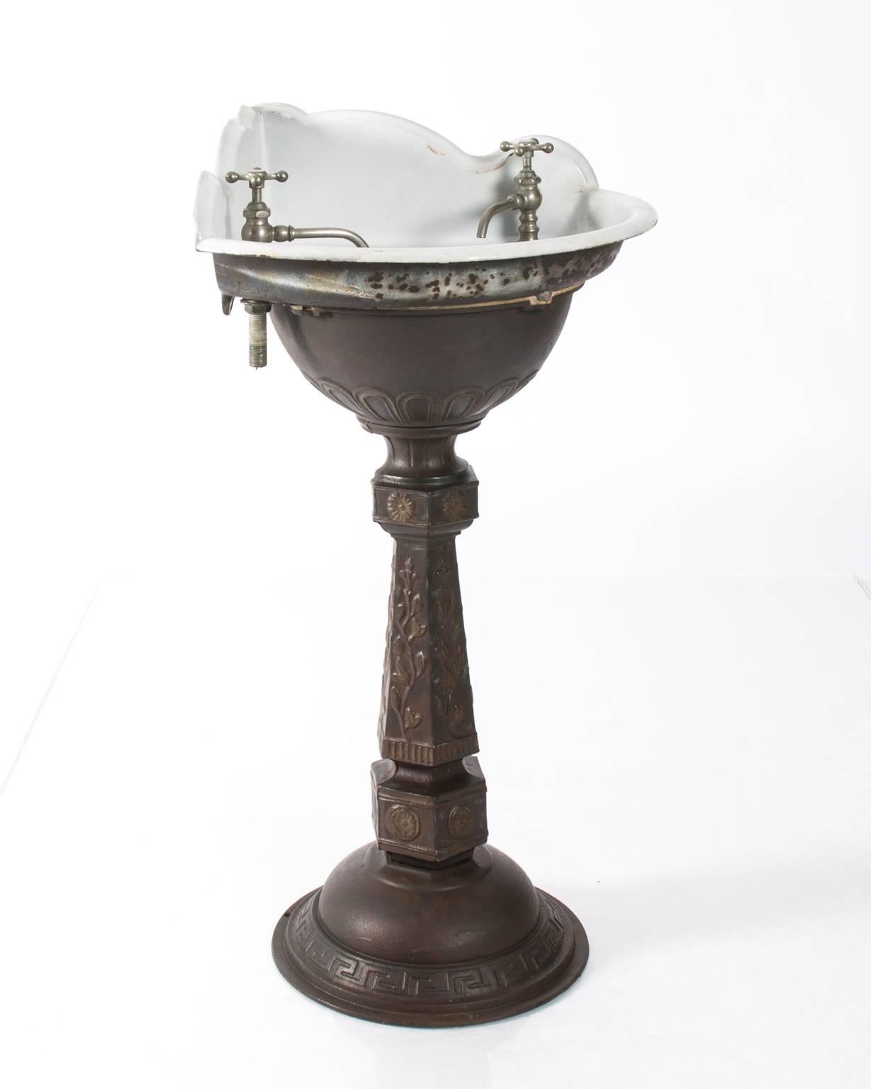 20th Century Victorian Cast Iron Corner Sink