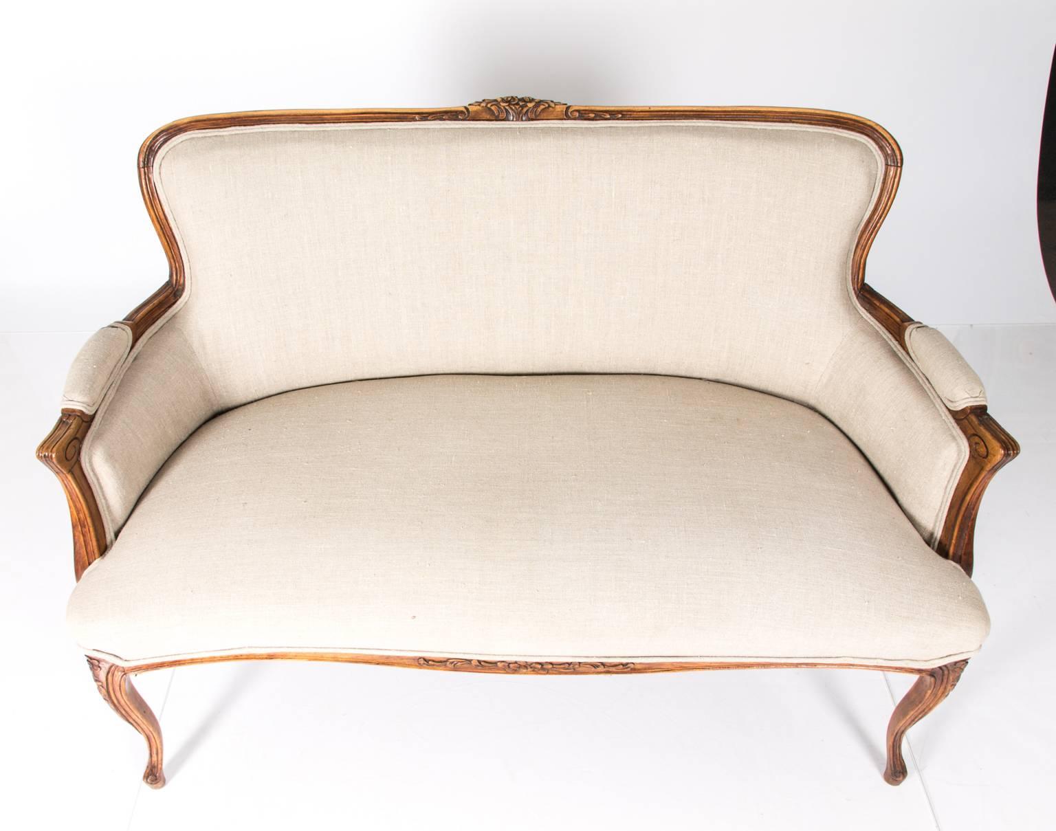 20th Century French Walnut Settee, circa 1900 For Sale