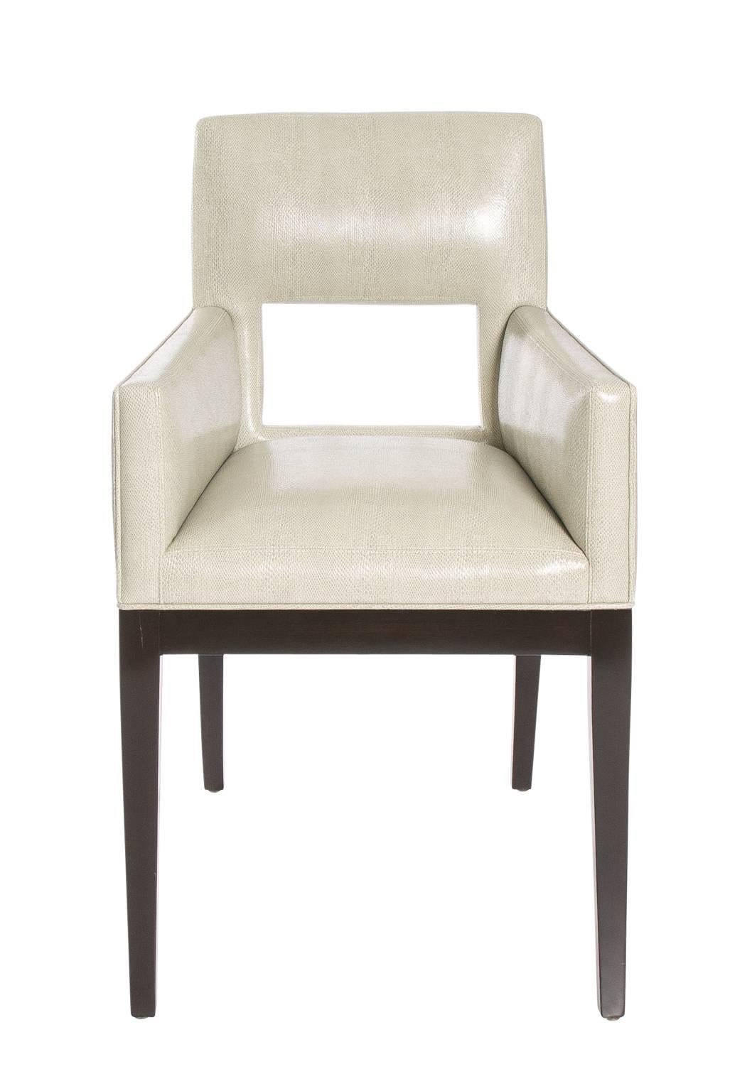 Contemporary Faux Lizard Upholstered Armchairs For Sale