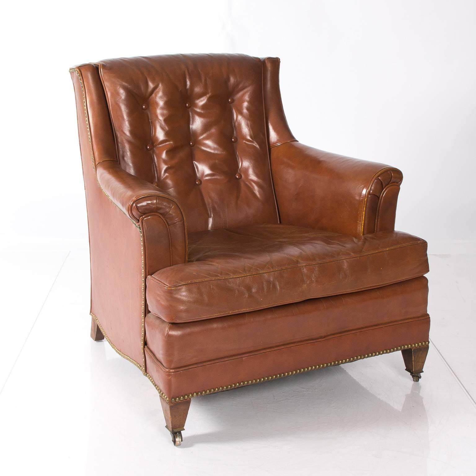 leather club chair and ottoman
