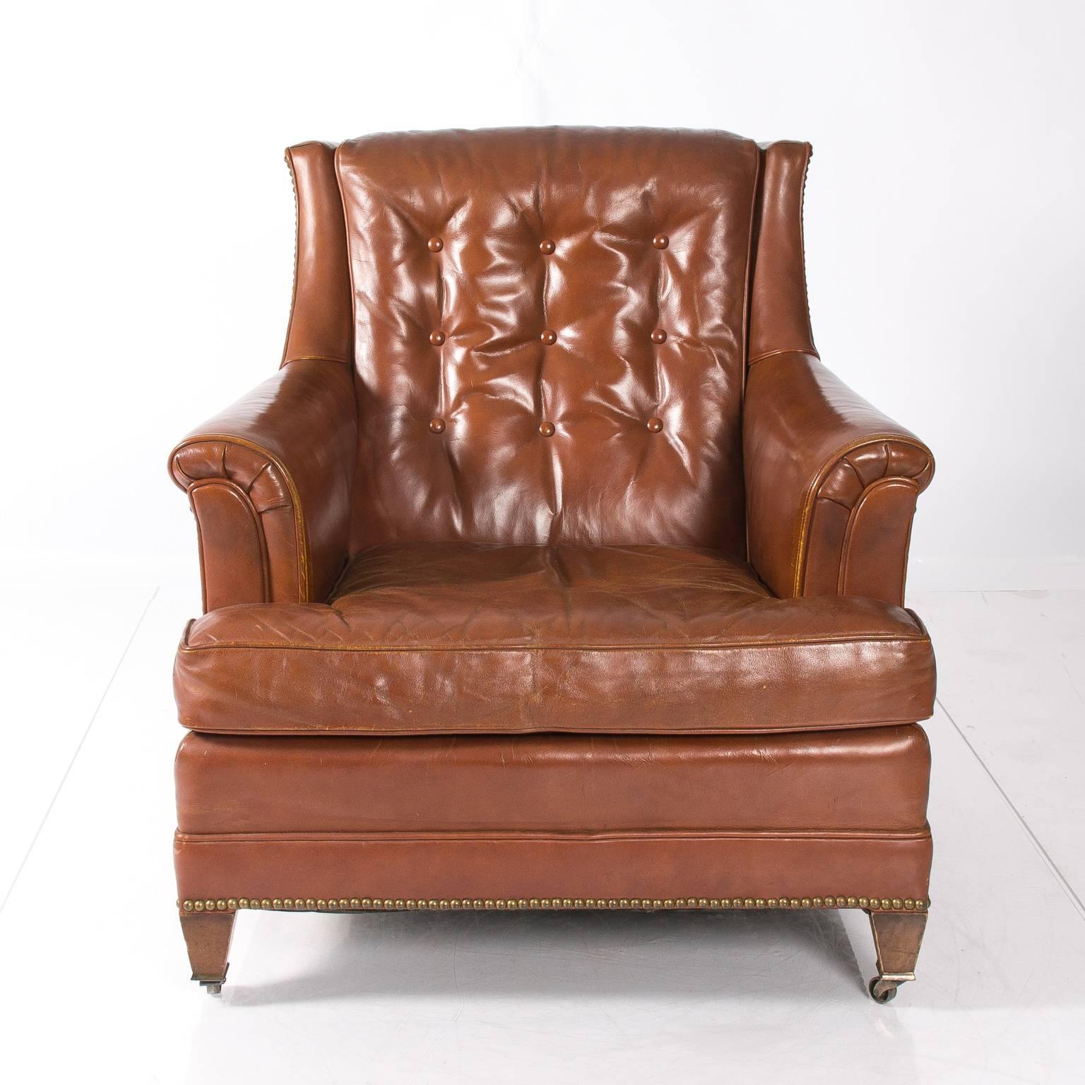 20th Century Leather Club Chair and Ottoman