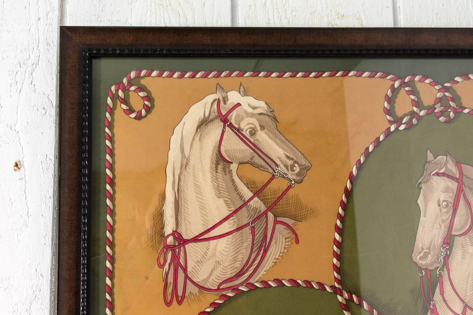 Framed Vintage Harmès Scarf In Excellent Condition In Stamford, CT
