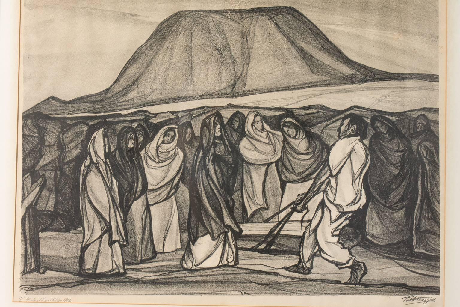 20th Century Harvest of the Rice Fields Lithograph For Sale