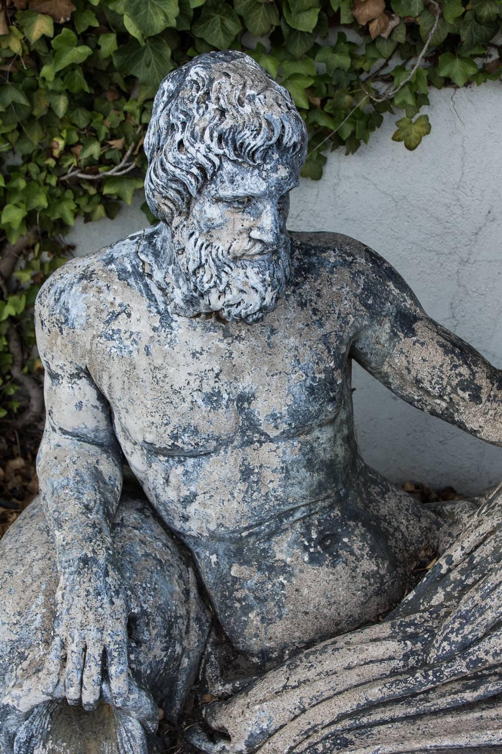 Cement Fountain of Reclining Achelous For Sale 3