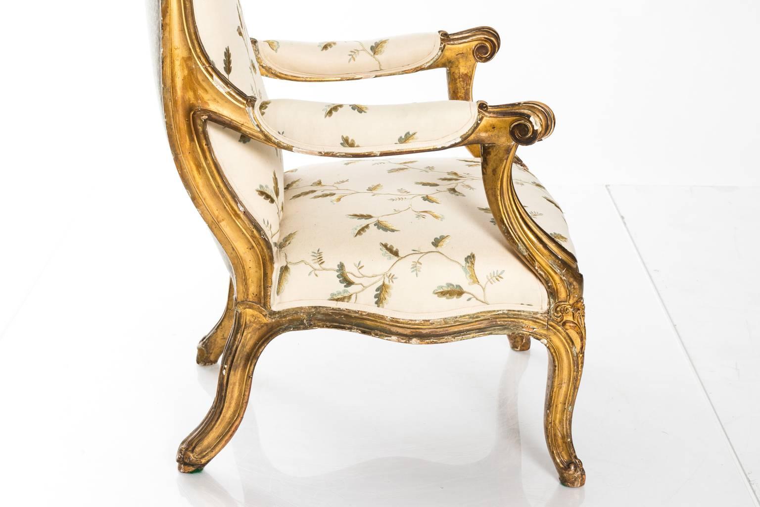 19th Century Upholstered Russian Open Armchair