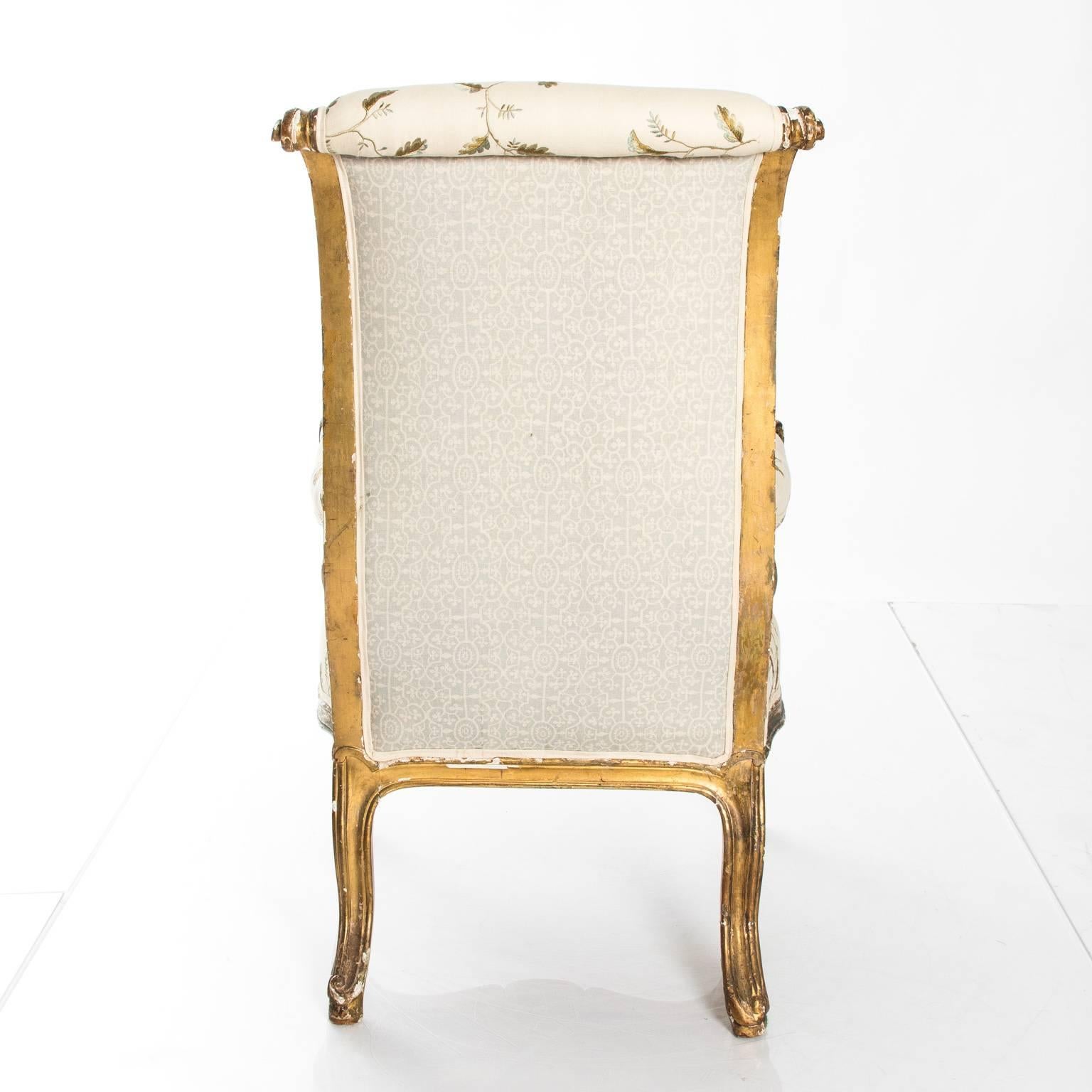 Gold Upholstered Russian Open Armchair