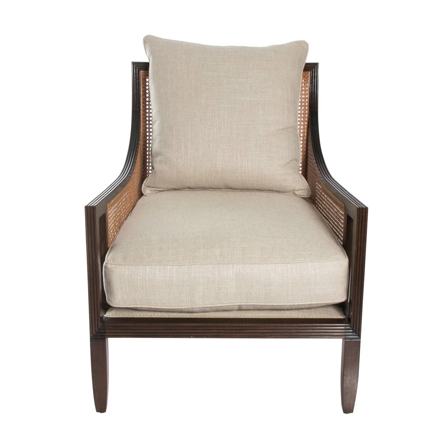 Mid-Century Modern 1970s Mid-Century Caned Lounge Chair