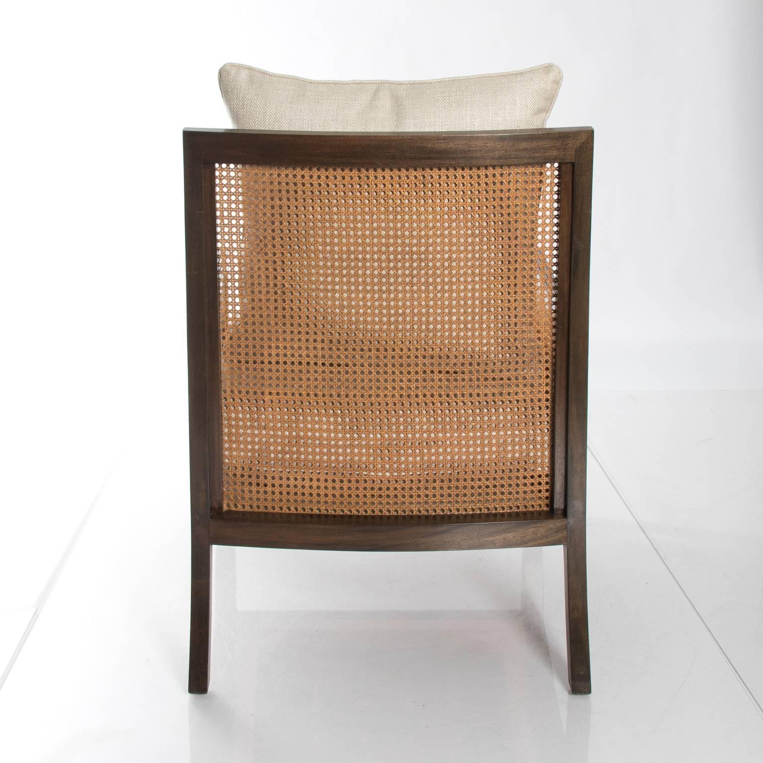 1970s Mid-Century Caned Lounge Chair In Excellent Condition In Stamford, CT