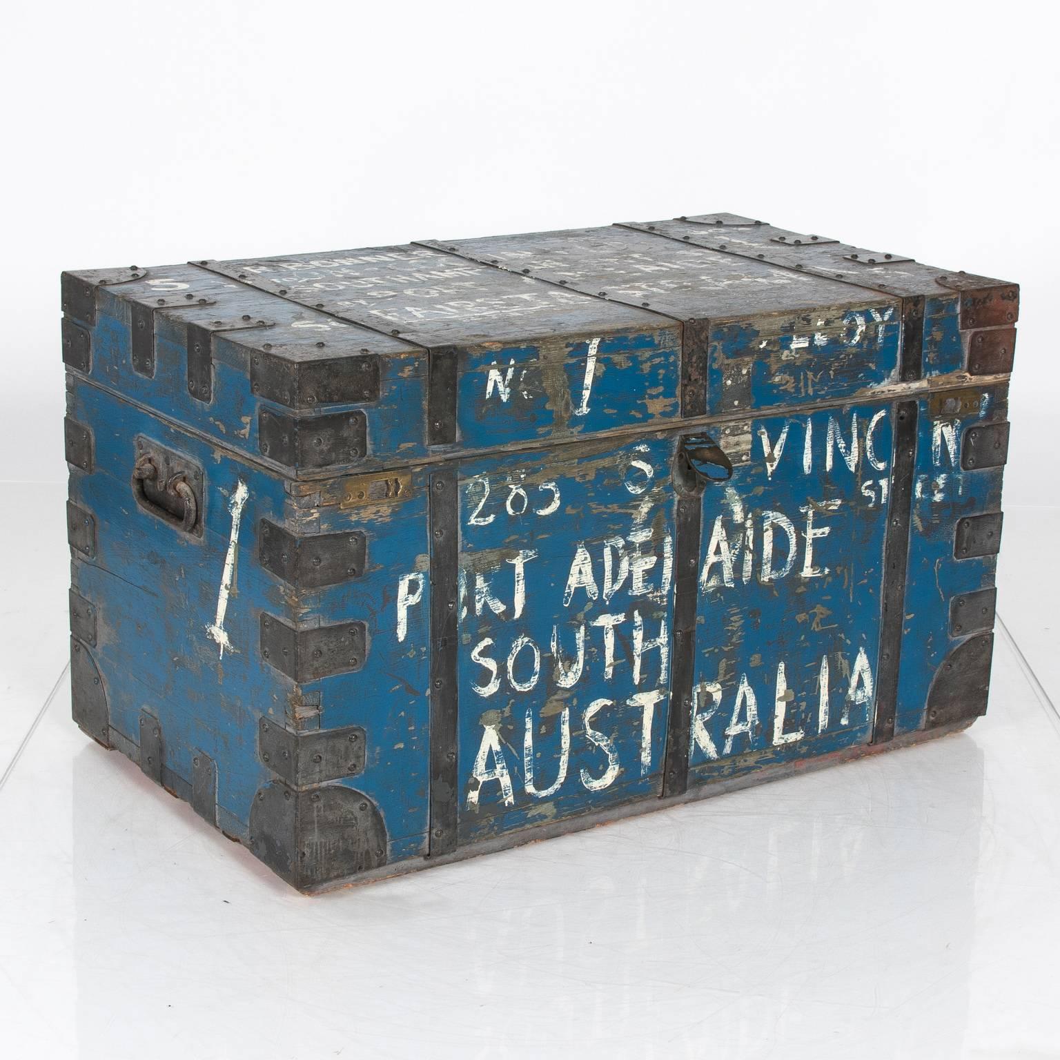 Painted Australian Steamer Trunk