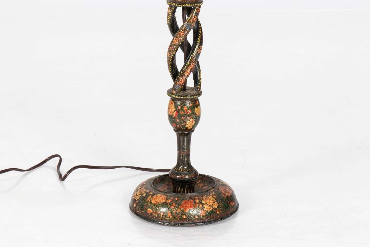 20th Century Pair of Kashmiri Candlestick Lamps