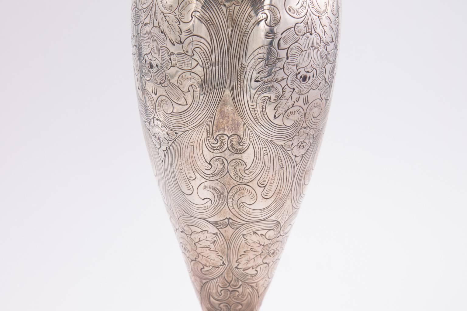 Art Nouveau Sterling Silver Vase For Sale