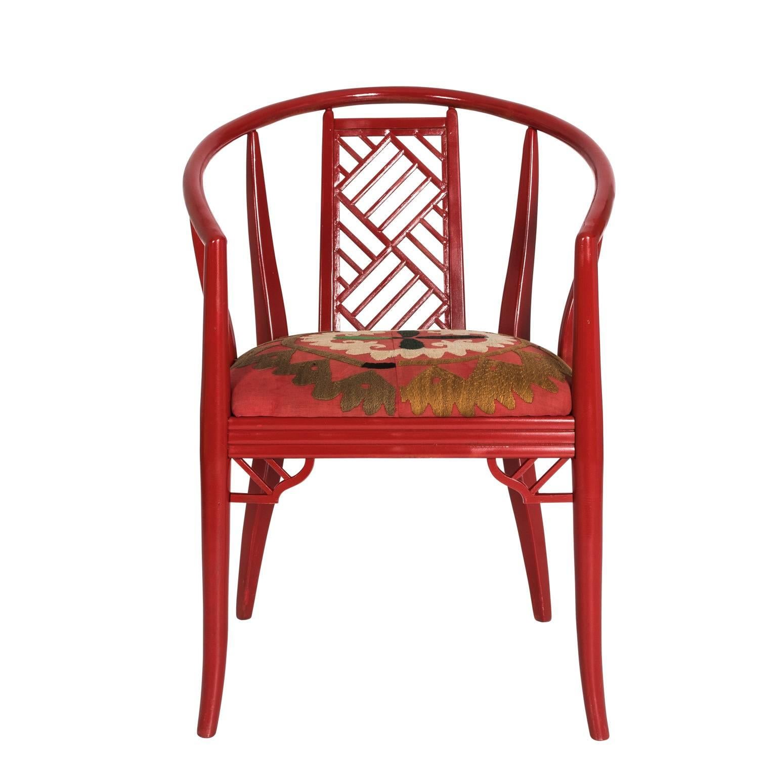 20th Century  Red Chinoiserie Chair For Sale