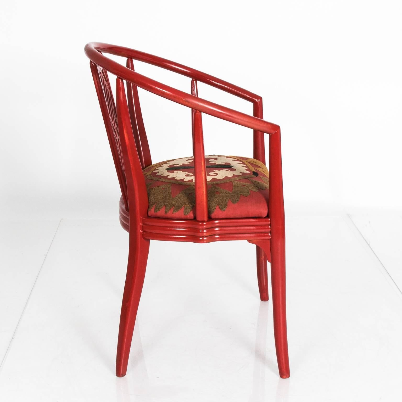  Red Chinoiserie Chair For Sale 1