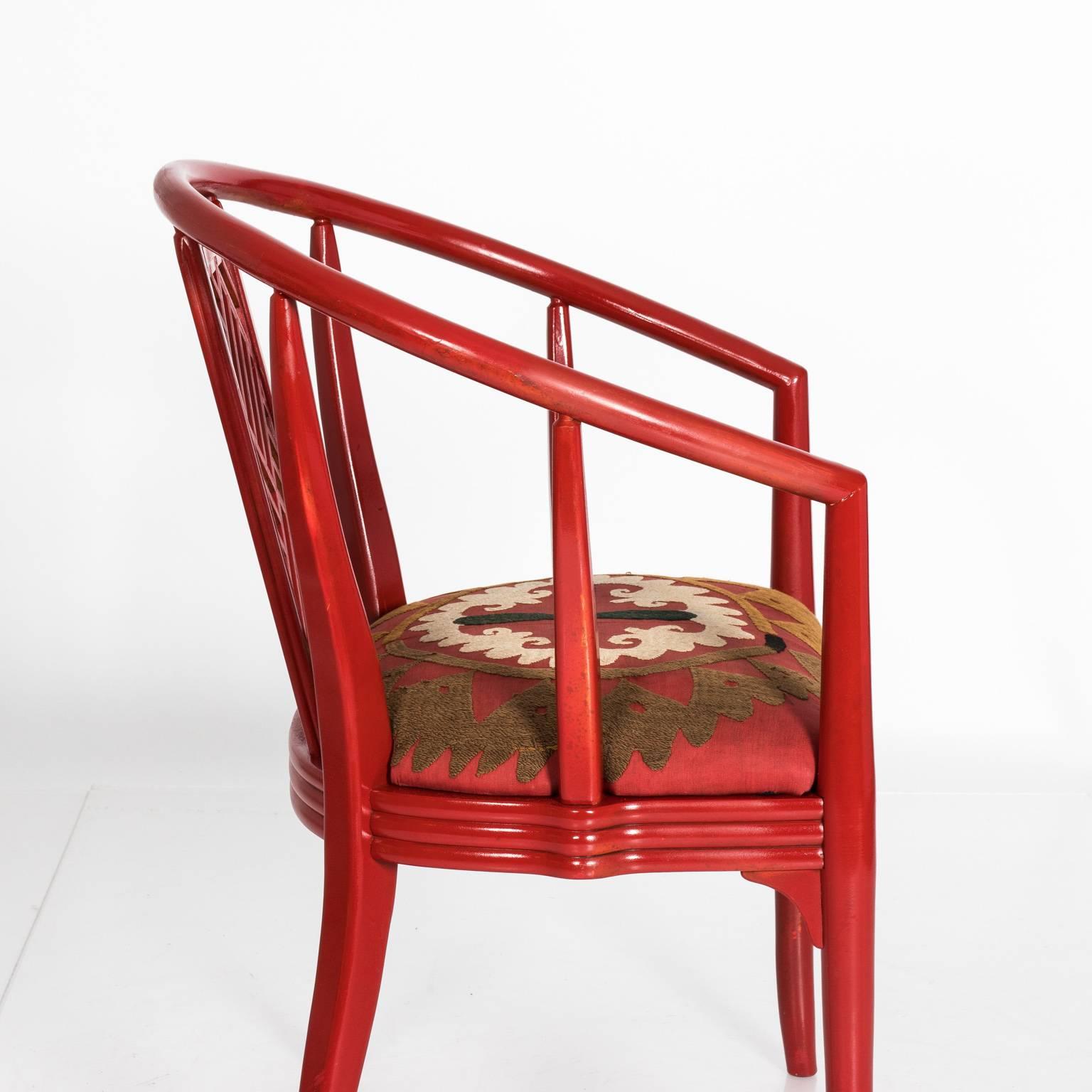  Red Chinoiserie Chair For Sale 2