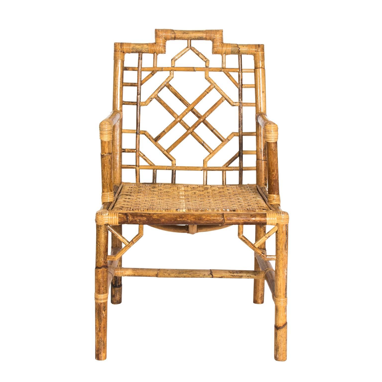 20th Century Chinoiserie Style Rattan Chair