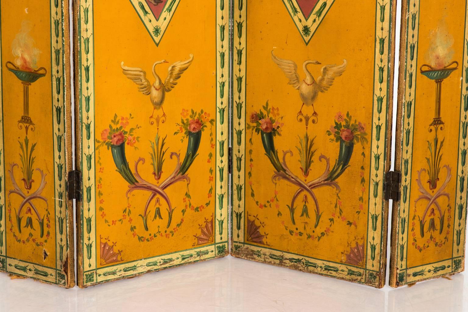 1900s, French Painted Screen In Good Condition In Stamford, CT