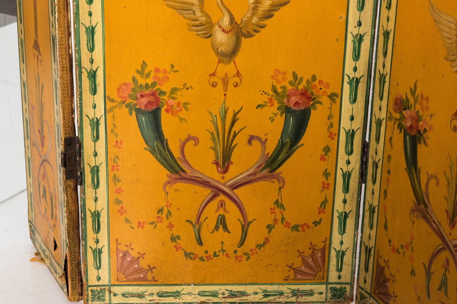 Wood 1900s, French Painted Screen