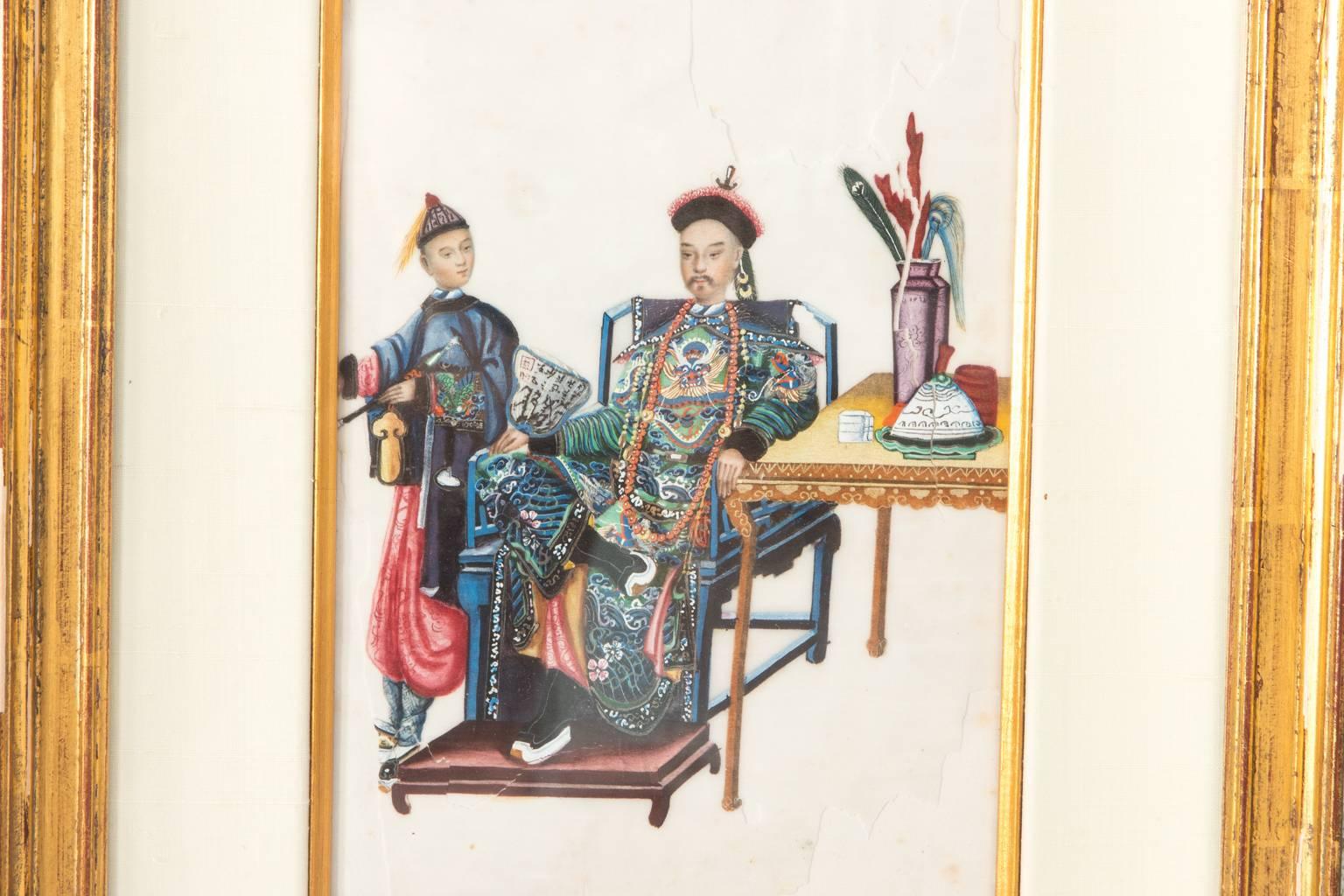 20th Century Chinese Silk Figure Paintings, Set of Four