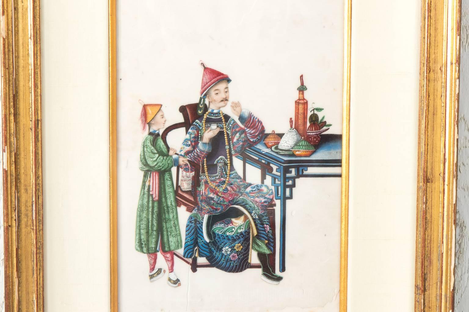 Chinese Silk Figure Paintings, Set of Four 4