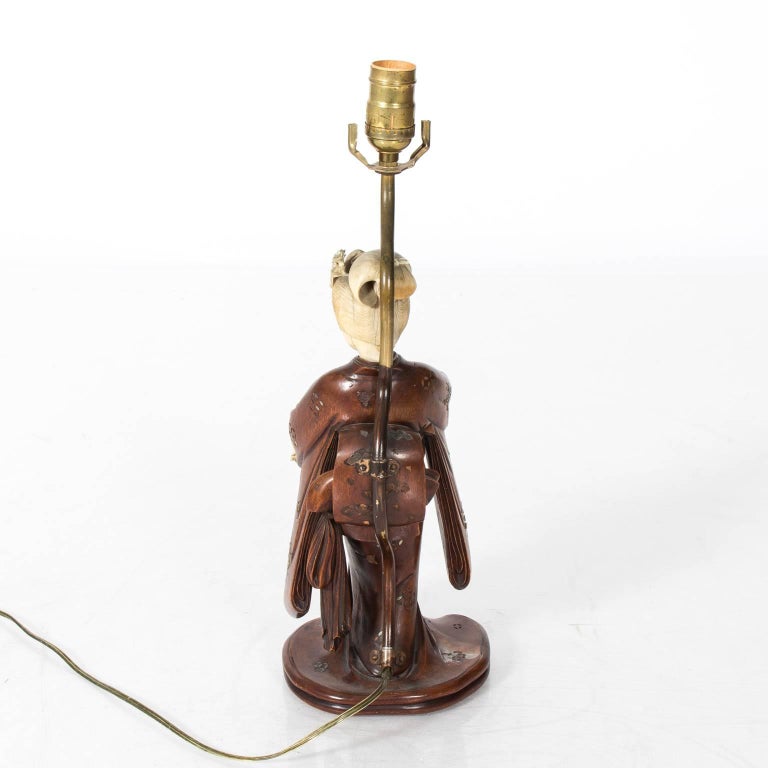 19th Century Carved Japanese Figure Lamp at 1stDibs