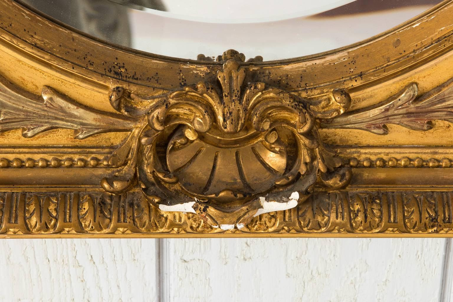 19th Century Neoclassical Mirror with Gold Gilt For Sale