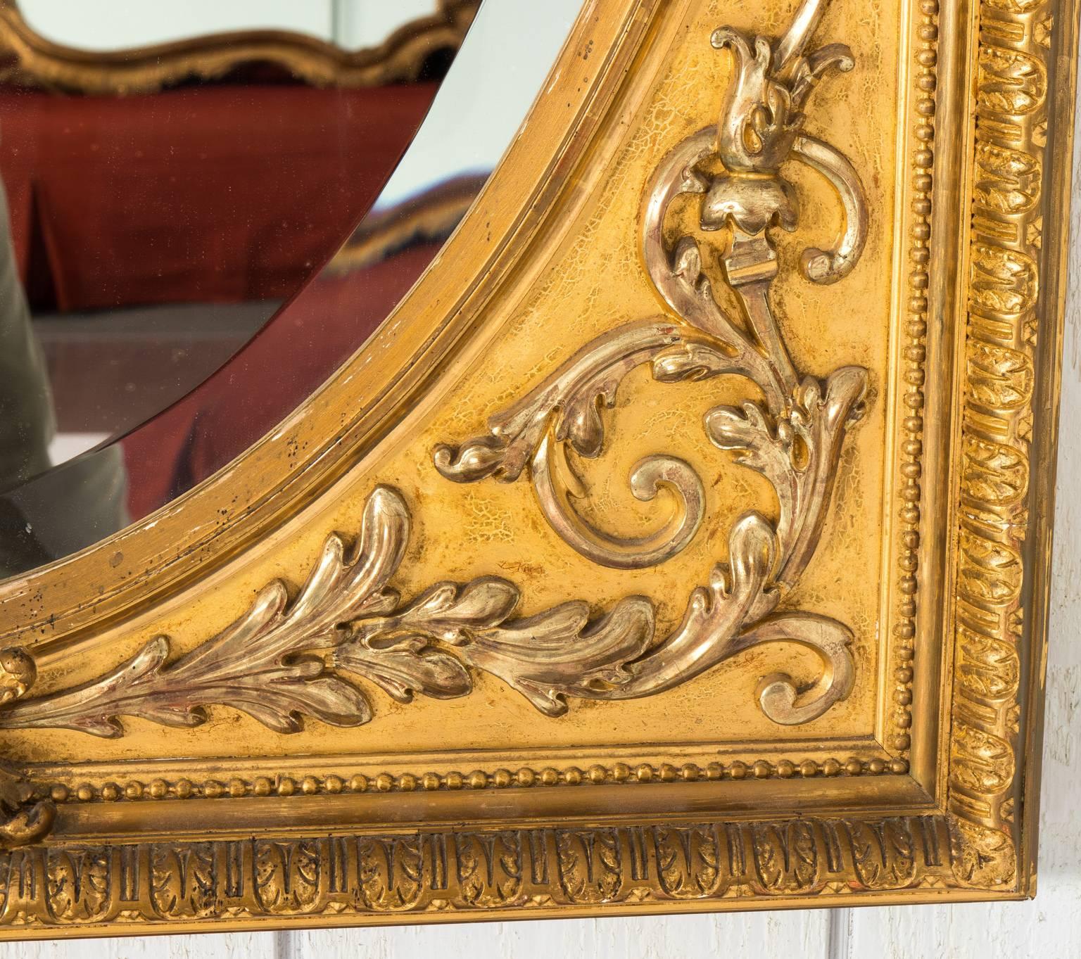 Wood Neoclassical Mirror with Gold Gilt For Sale