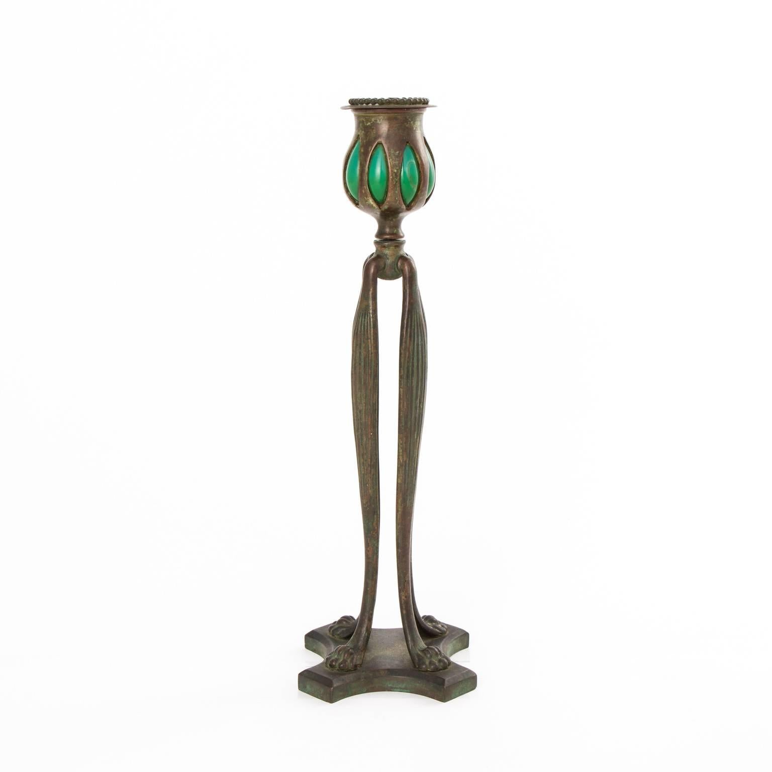 Art Nouveau Tiffany Blown Glass Candleholder For Sale