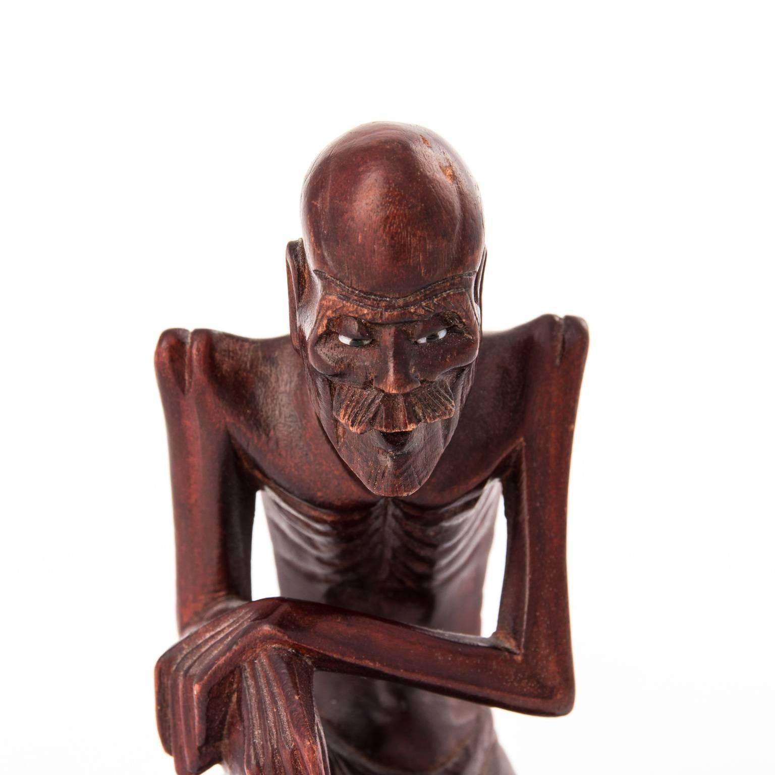 19th Century Wood Carving of Old Man For Sale