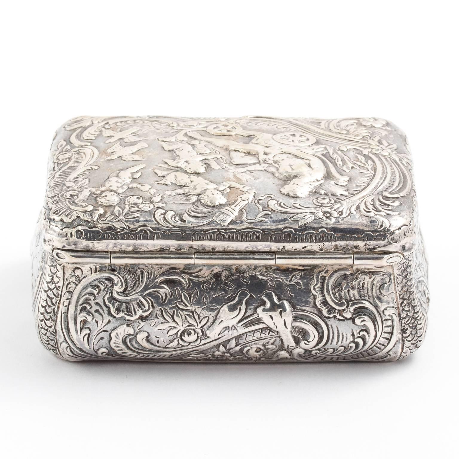 Sterling Silver Repoussé Trinket Box, circa 1900 1