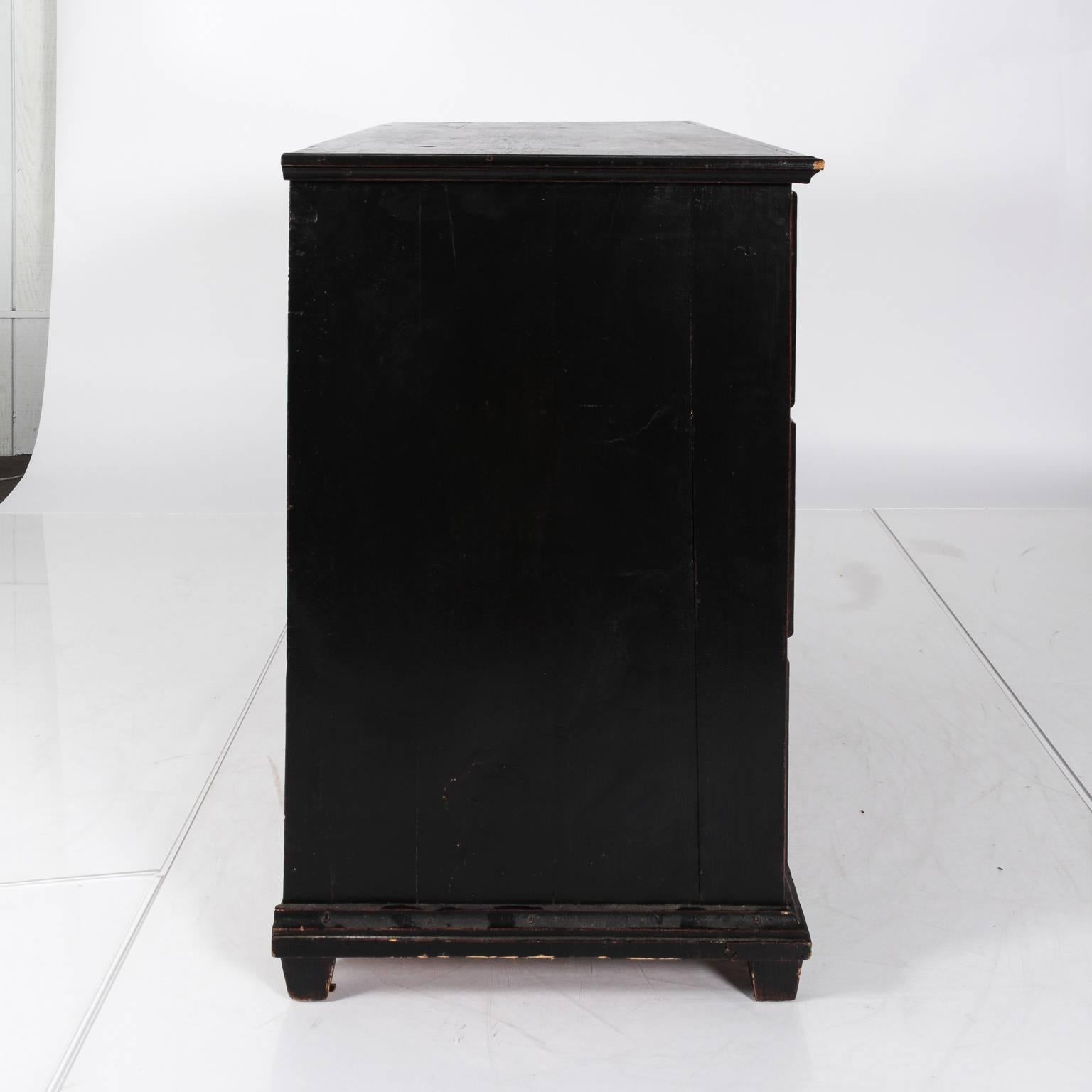 Painted 19th Century Black Chest of Drawers
