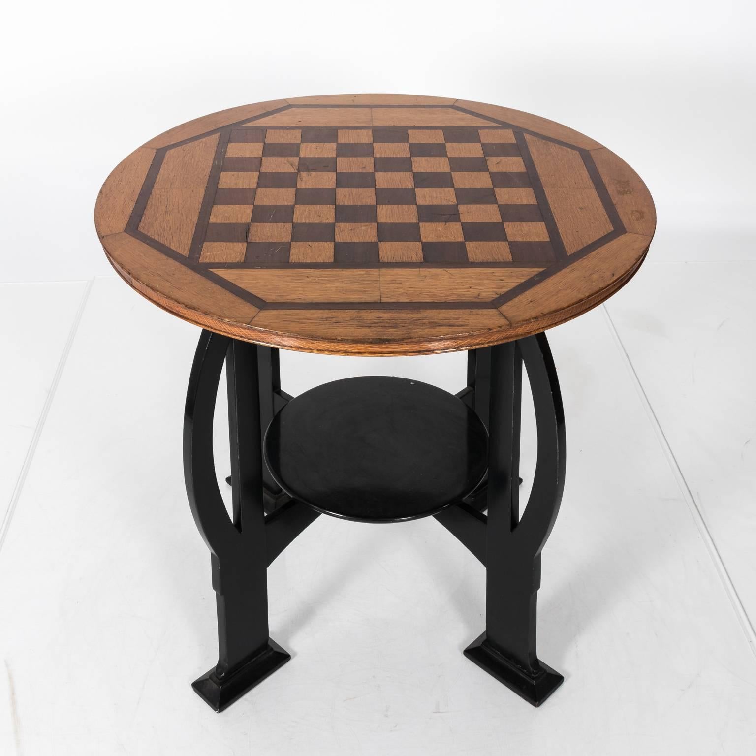 Marquetry Wood Art Deco Game Table For Sale