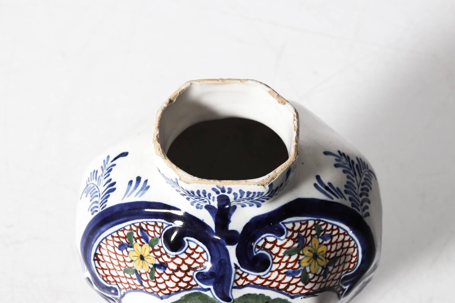 Porcelain Pair of 18th Century Dutch Delft Vases