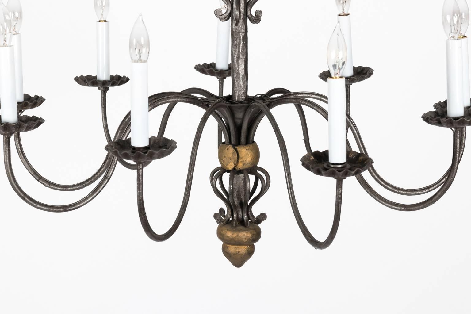 Iron Three-Tier Chandelier In Good Condition In Stamford, CT