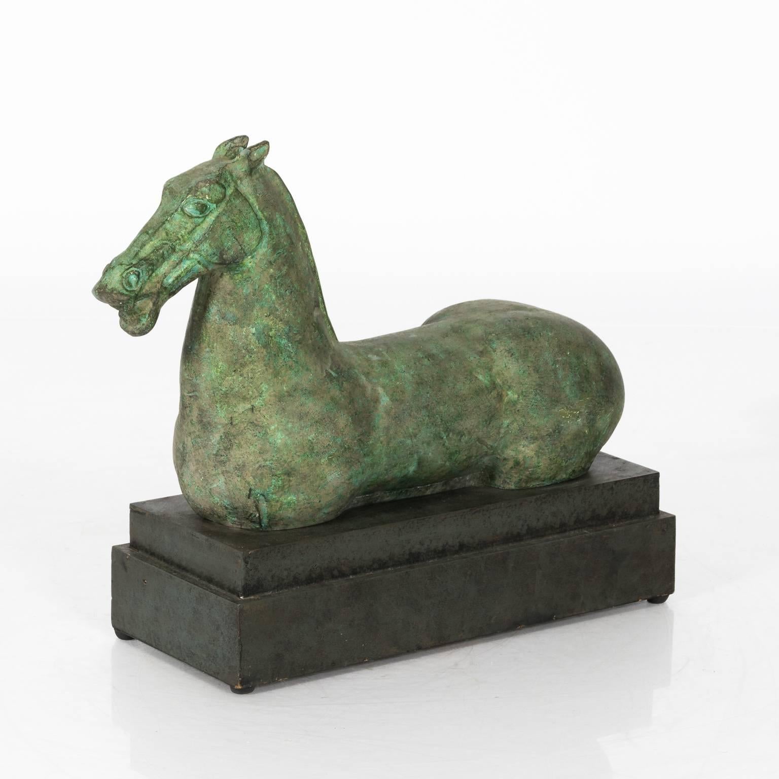 Stone replica of a Greek horse, circa late 20th century.
 