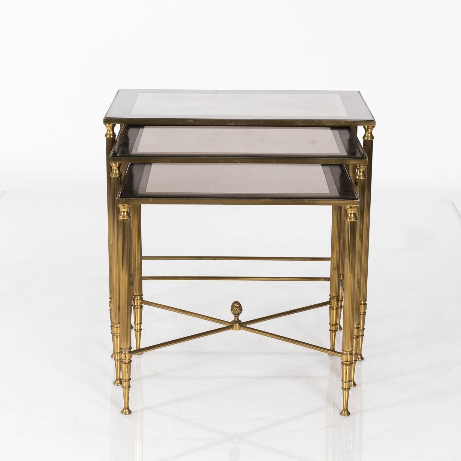 Set of Three Neoclassical Style Nesting Tables, circa 1970s 3