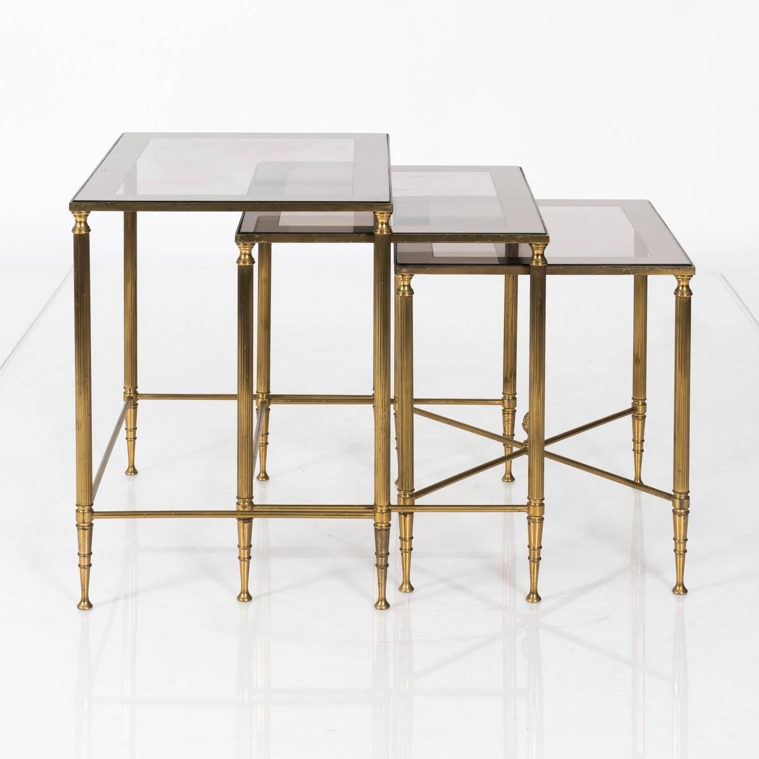 Mid-Century Modern Set of Three Neoclassical Style Nesting Tables, circa 1970s