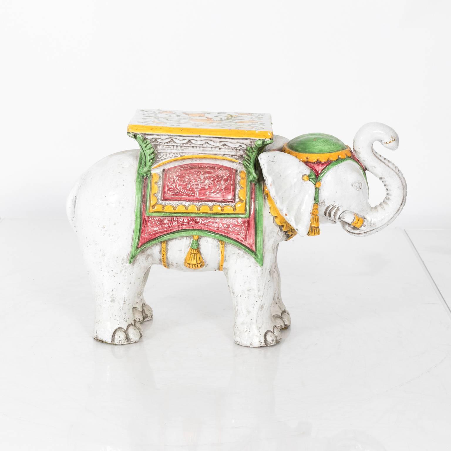 Ceramic Elephant Garden Stool In Good Condition For Sale In Stamford, CT