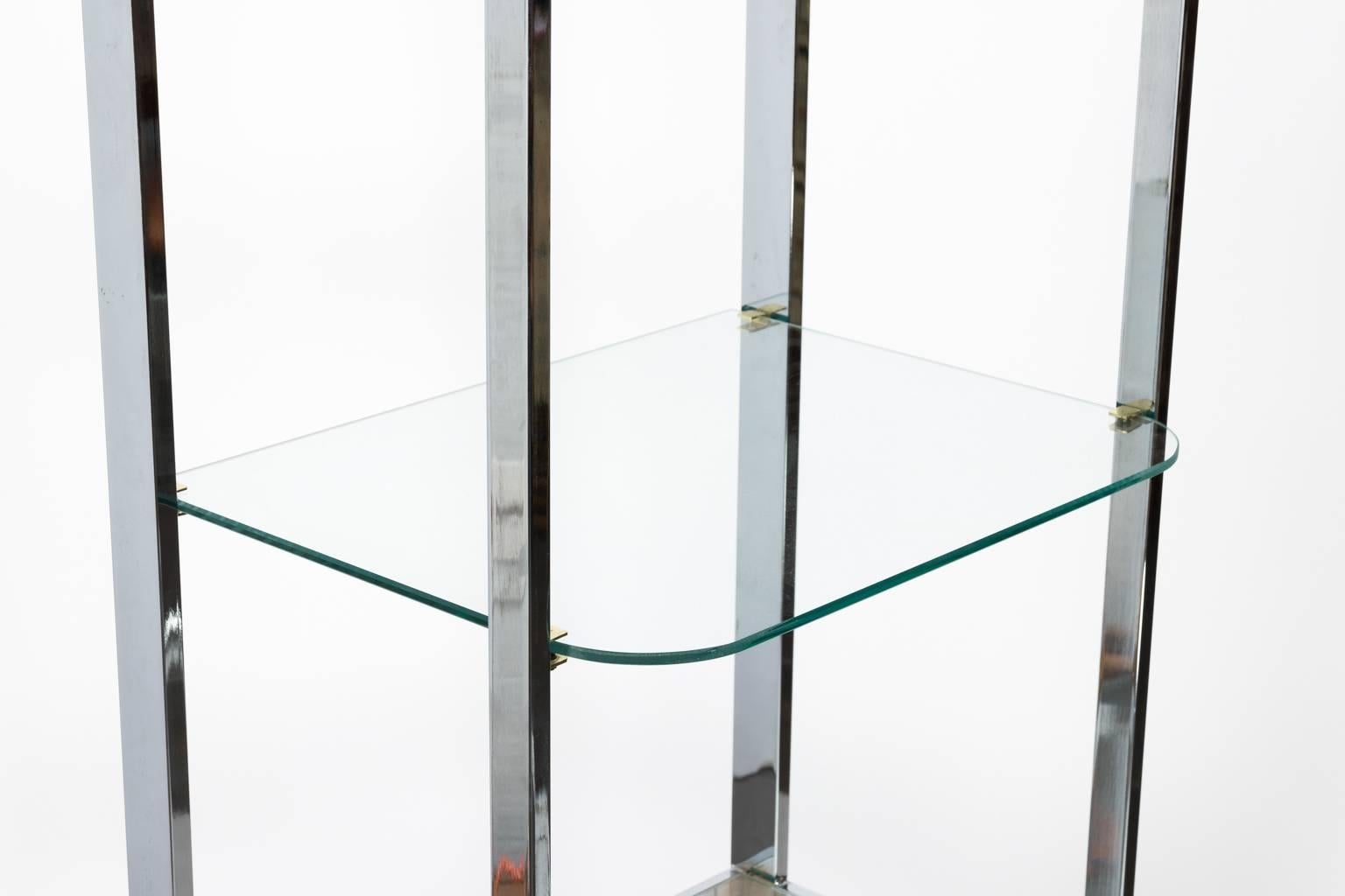 Glass Milo Baughman Style Asymmetrical Étagère For Sale