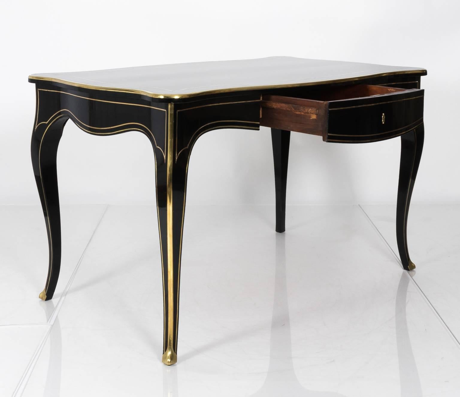 1880s French Black Lacquered Writing Desk 2