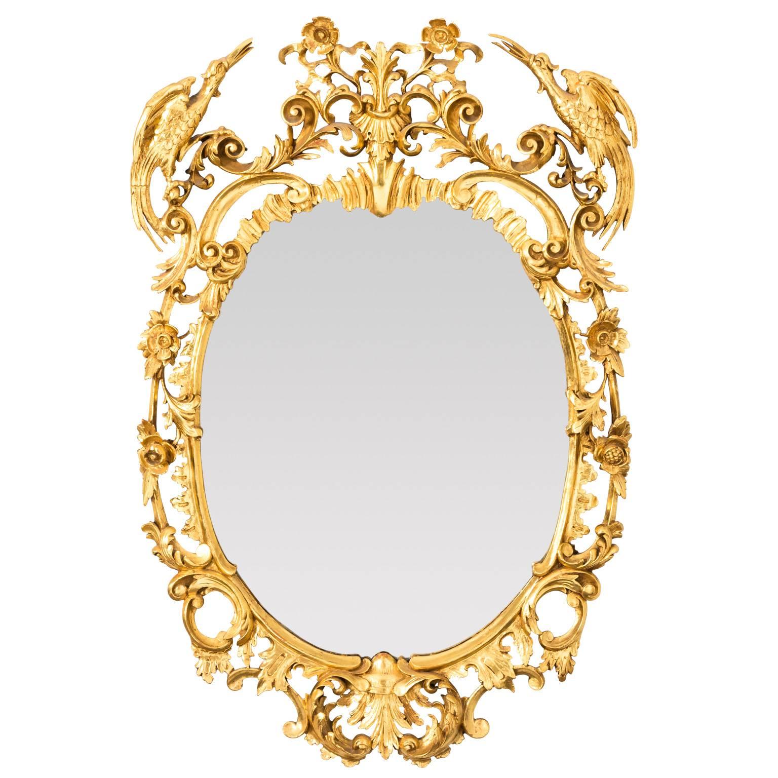Gold George III Style Oval Mirrors For Sale
