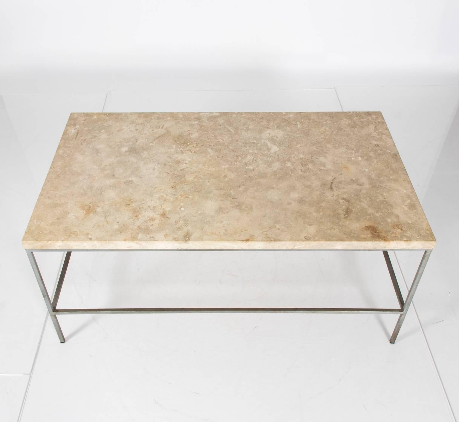 Steel coffee table, circa mid-20th century.
 